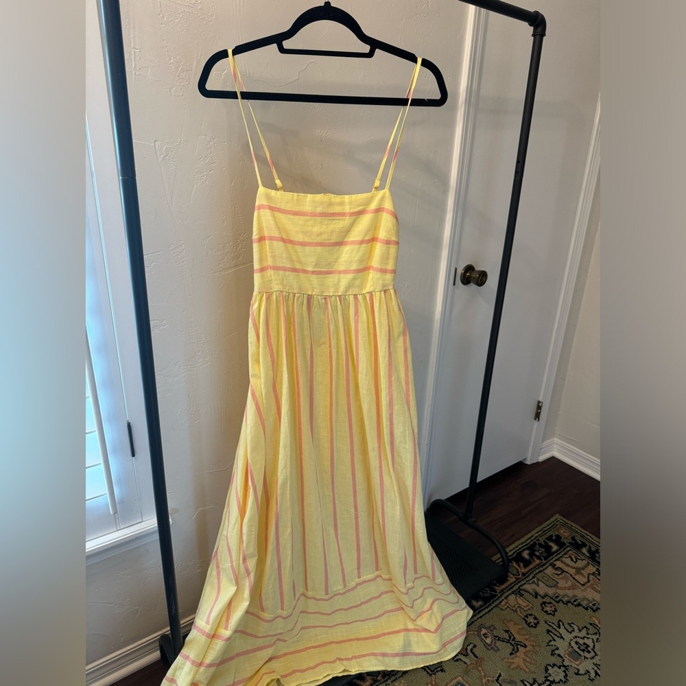 Petal & Pup Yellow Maxi Dress with Pink Stripes